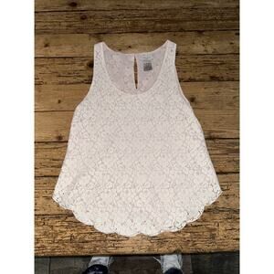 Talula Women’s Size S Sleeveless Lace Blouse Small White Pink Scoop Neck